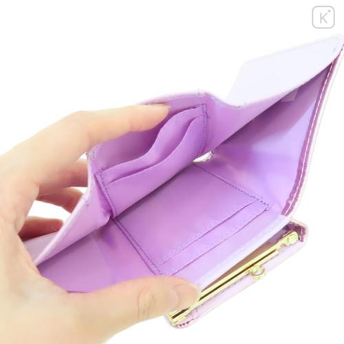 Japan Sanrio Clasp Trifold Wallet - Kuromi : Patent Leather Fuchsia Pink Purple - 4