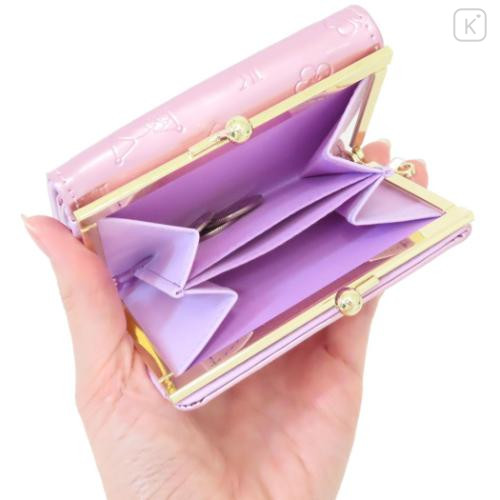 Japan Sanrio Clasp Trifold Wallet - Kuromi : Patent Leather Fuchsia Pink Purple - 5