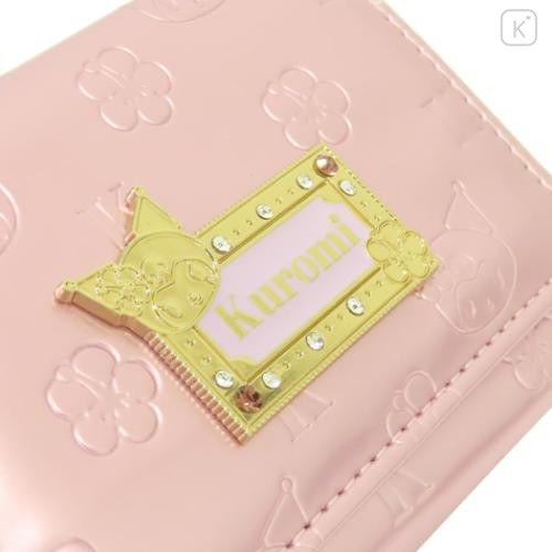 Japan Sanrio Clasp Trifold Wallet - Kuromi : Patent Leather Fuchsia Pink Purple - 6