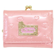 Japan Sanrio Clasp Trifold Wallet - My Melody : Patent Leather Fuchsia Pink