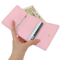 Japan Sanrio Clasp Trifold Wallet - My Melody : Patent Leather Fuchsia Pink - 3