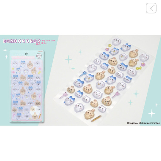 Japan Chiikawa Bonbon Drop Seal 3D Sticker - Chiikawa & Hachiware & Usagi : Blue - 2