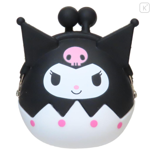 Japan Sanrio Mini Gamaguchi Clasp Silicone Pouch - Kuromi - 1