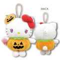 Japan Sanrio Mascot Holder Mini Plush Pouch - Hello Kitty : Halloween Pumpkin - 2