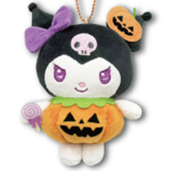 Japan Sanrio Mascot Holder Mini Plush Pouch - Kuromi : Halloween Pumpkin