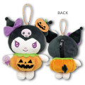 Japan Sanrio Mascot Holder Mini Plush Pouch - Kuromi : Halloween Pumpkin - 2
