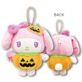 Japan Sanrio Mascot Holder Mini Plush Pouch - My Melody : Halloween Pumpkin - 2