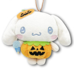 Japan Sanrio Mascot Holder Mini Plush Pouch - Cinnamoroll : Halloween Pumpkin