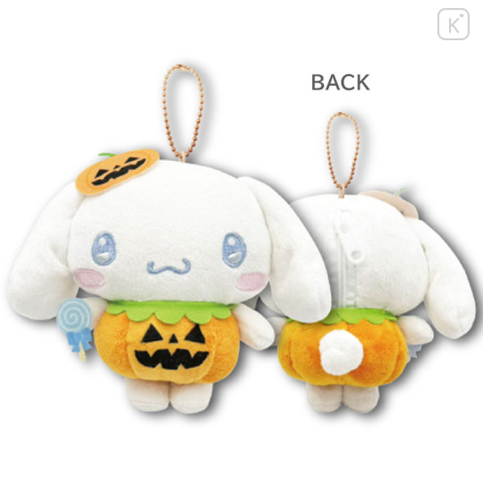 Japan Sanrio Mascot Holder Mini Plush Pouch - Cinnamoroll : Halloween Pumpkin - 2