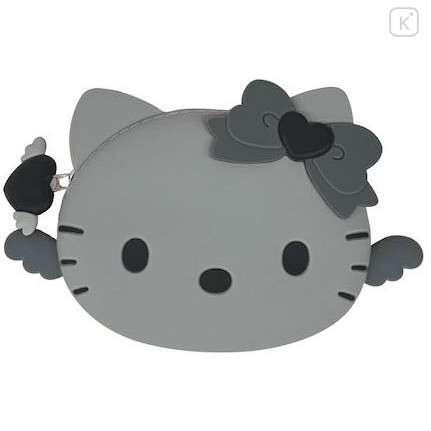 Japan Sanrio 3D Silicone Pouch - Hello Kitty : Black Angel Grey - 1