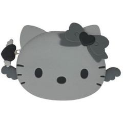 Japan Sanrio 3D Silicone Pouch - Hello Kitty : Black Angel Grey