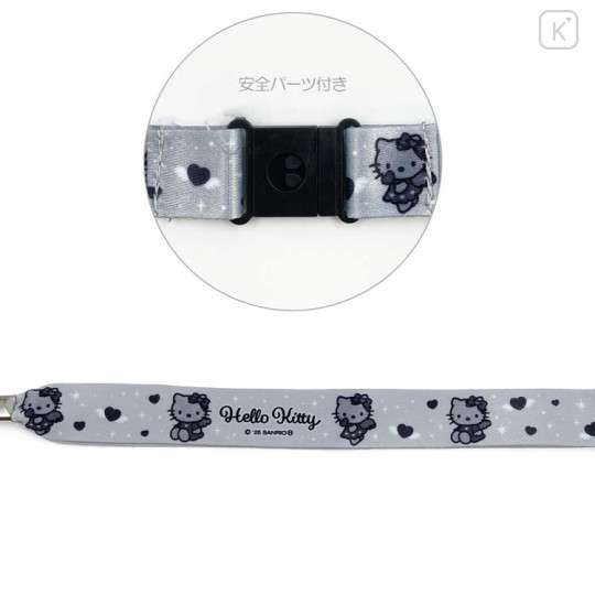 Japan Sanrio Neck Strap - Hello Kitty : Black Angel Grey - 2
