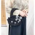 Japan Sanrio Plush Die-Cut Mascot Handbag - Hello Kitty : Black Angel Glitter Face - 3