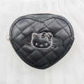 Japan Sanrio Quilted Heart Pouch - Hello Kitty : Black Angel - 1