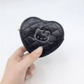 Japan Sanrio Quilted Heart Pouch - Hello Kitty : Black Angel - 4