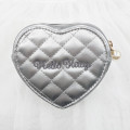 Japan Sanrio Quilted Heart Pouch - Hello Kitty : Black Angel Silver - 2