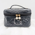 Japan Sanrio Vanity Pouch - Hello Kitty : Black Angel Quilted - 1