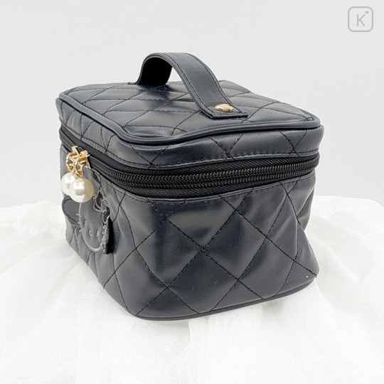 Japan Sanrio Vanity Pouch - Hello Kitty : Black Angel Quilted - 2
