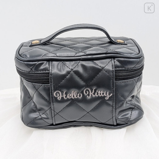 Japan Sanrio Vanity Pouch - Hello Kitty : Black Angel Quilted - 3