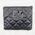 Japan Sanrio Quilted Flat Pouch - Hello Kitty : Black Angel - 1