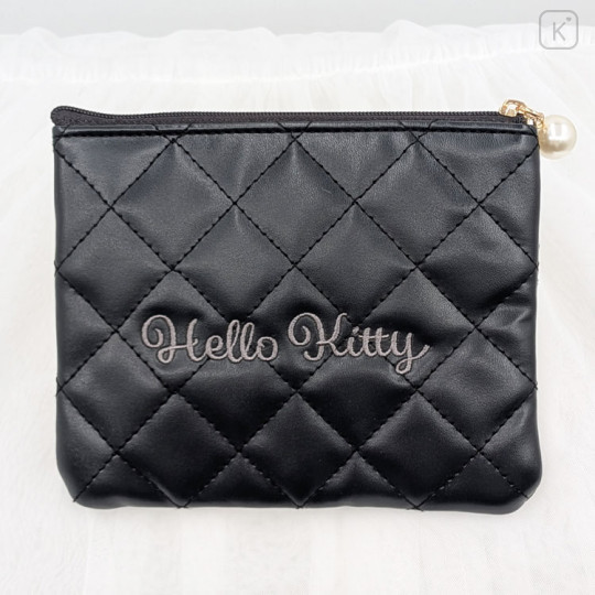 Japan Sanrio Quilted Flat Pouch - Hello Kitty : Black Angel - 2