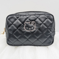 Japan Sanrio Quilted Square Pouch - Hello Kitty : Black Angel