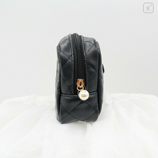 Japan Sanrio Quilted Square Pouch - Hello Kitty : Black Angel - 3