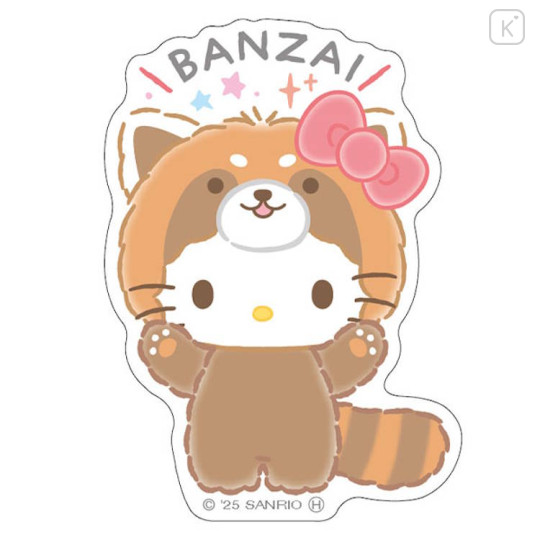 Japan Sanrio Big Sticker - Hello Kitty : Cheers Banzai Series Red Panda - 1