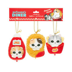 Japan Mofusand Plush Mascot Keychain - Mofusand Diner Nugget Ketchup Fries Cat