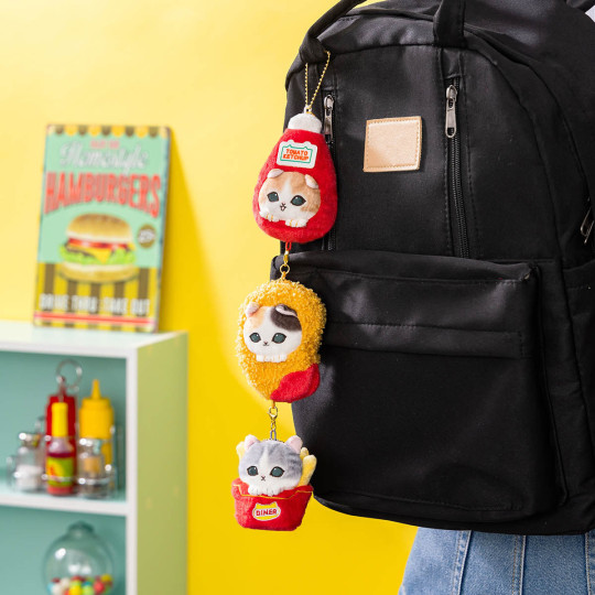 Japan Mofusand Plush Mascot Keychain - Mofusand Diner Nugget Ketchup Fries Cat - 3