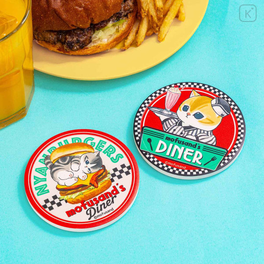 Japan Mofusand Water Absorbing Coaster - Mofusand Diner Cheese Burger Cat - 2