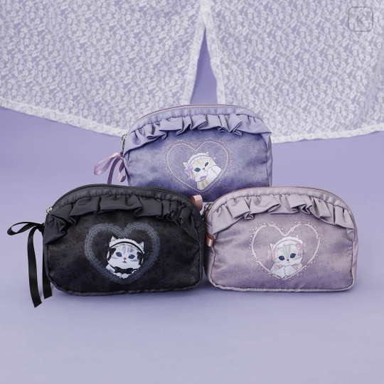 Japan Mofusand Frill Cosmetic Pouch - Ballet Core Black - 3