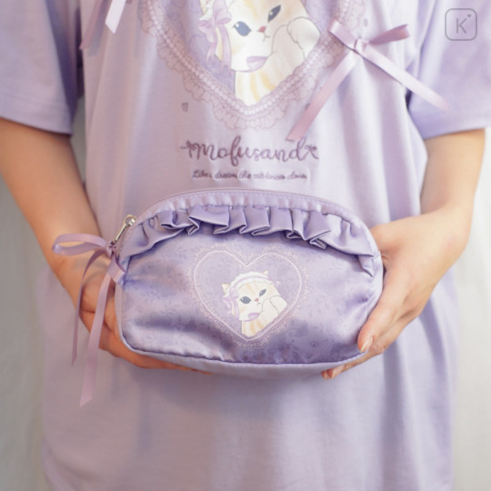 Japan Mofusand Frill Cosmetic Pouch - Ballet Core Purple - 2