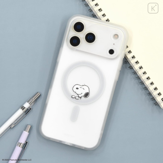 Japan Peanuts IIIIfit Plump Frame iPhone 17 Pro Max Case with MagSafe - Snoopy : Grey - 6