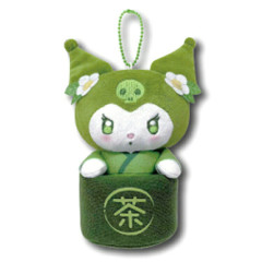 Japan Sanrio Mascot Holder Mini Plush Pouch - Kuromi : Matcha Bowl