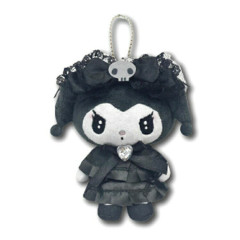 Japan Sanrio Mascot Holder Mini Plush Pouch - Kuromi : Moonlit Melokuro Midnight