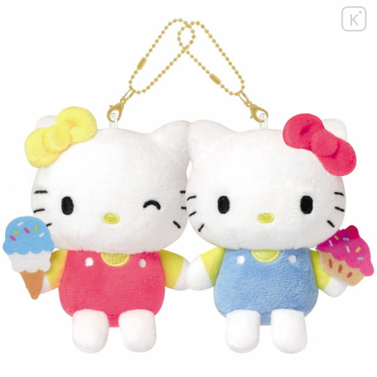 Japan Sanrio Mascot Holder Connecting Set - Hello Kitty & Hello Mimmy : Ice Cream - 1