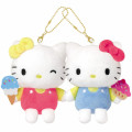 Japan Sanrio Mascot Holder Connecting Set - Hello Kitty & Hello Mimmy : Ice Cream - 1