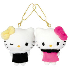 Japan Sanrio Mascot Holder Connecting Set - Hello Kitty & Hello Mimmy : Y2K Gal Black Pink