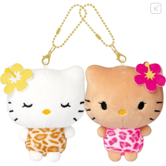 Japan Sanrio Mascot Holder Connecting Set - Hello Kitty & Hello Mimmy : Y2K Gal Swimsuit - 1