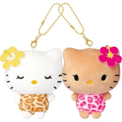 Japan Sanrio Mascot Holder Connecting Set - Hello Kitty & Hello Mimmy : Y2K Gal Swimsuit