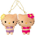 Japan Sanrio Mascot Holder Connecting Set - Hello Kitty & Hello Mimmy : Y2K Gal Swimsuit Tan - 1