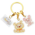 Japan Disney Acrylic Keychain 3 Charm - Piglet & Pooh : Nui Bread Sitting - 1