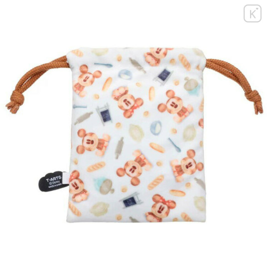 Japan Disney Drawstring Bag - Mickey & Minnie : Nui Bread - 2