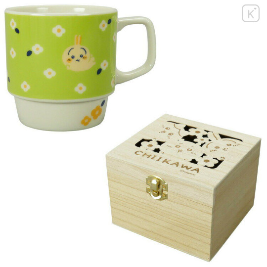 Japan Chiikawa Stacking Mug & Wooden Box Set - Usagi : Flower Garden - 1