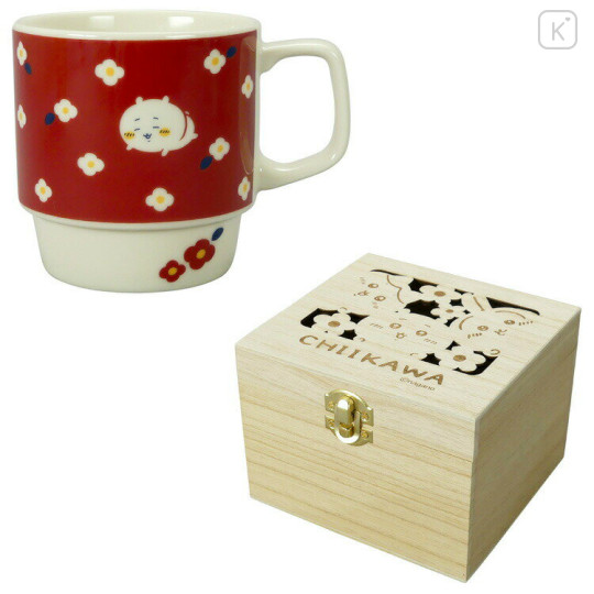 Japan Chiikawa Stacking Mug & Wooden Box Set - Chiikawa : Flower Garden - 1