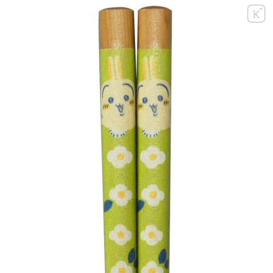 Japan Chiikawa Natural Wood Chopsticks 21cm - Usagi : Flower Garden - 2