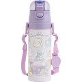Japan San-X Kids One-Touch Water Bottle With Strap Cup 470ml - Sumikko Gurashi : Purple - 1