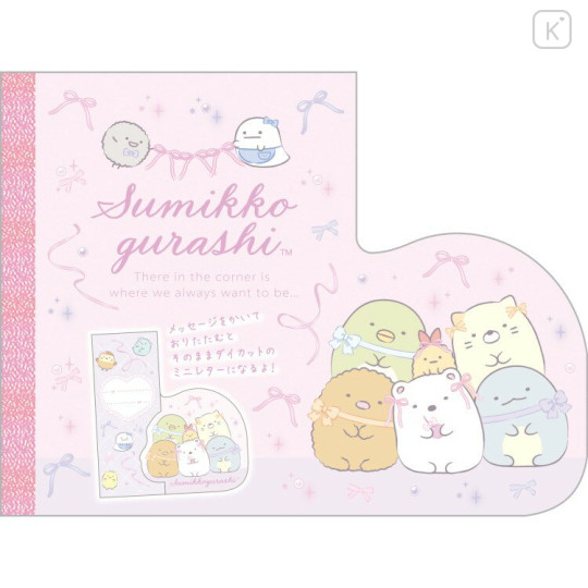 Japan San-X Die-cut Memo Pad - Sumikko Gurashi : Pink Ribbon - 1