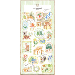 Japan Mind Wave Illustration Sticker Sheet - Deer with Animals Gold Foil